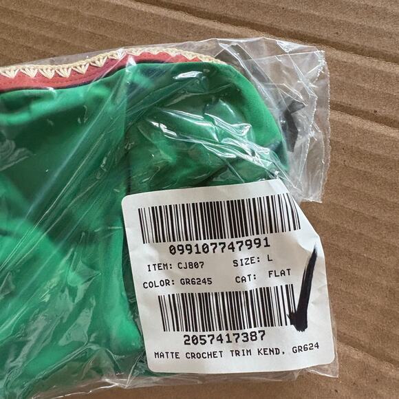 J Crew Crochet Trim String Bikini Bottom L Green NWT Swim Beach CJ807 J.Crew - Picture 4 of 4